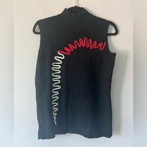 Jamie Sadock Black Mock Neck Sleeveless Top Small | Modern Red & White Golf Tank